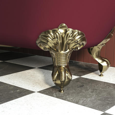 Burgandy Freestanding Single Ended Shower Bath with Brushed Brass Screen & Feet 1670 x 740mm - Park Royal