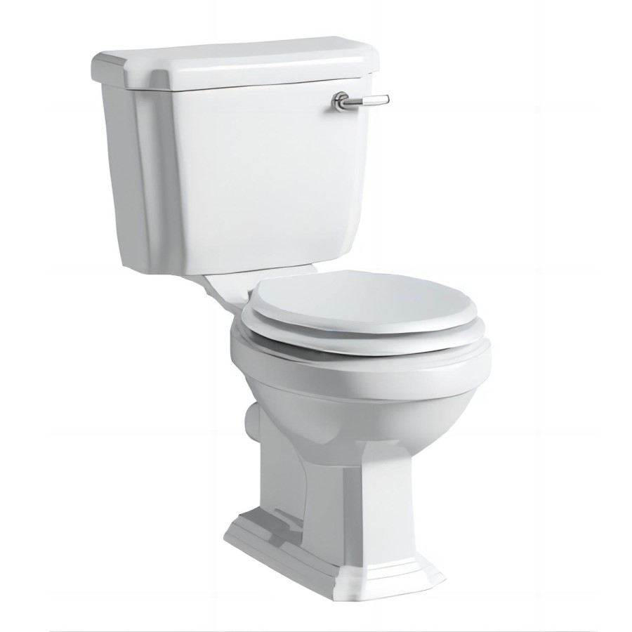 Traditional Close Coupled Toilet with Wooden Soft Close Seat & Chrome Fittings - Park Royal