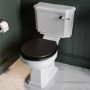 Close Coupled Traditional Toilet with Black Wooden Soft Close Seat & Black Flush Lever - Park Royal