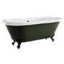 Grade A1 - Freestanding Dark Green Double Ended Roll Top Bath with Black Feet 1515 x 740mm - Park Royal