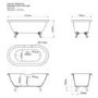 Freestanding Dark Green  Double Ended Roll Top Bath with White Feet 1515 x 740mm - Park Royal
