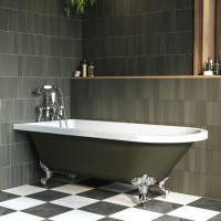 Dark Green Freestanding Single Ended Bath with Chrome Feet 1670 x 740mm - Park Royal