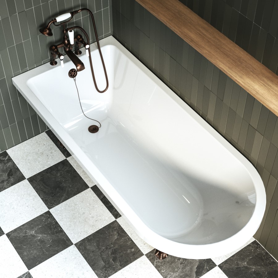 Dark Green Freestanding Single Ended Bath with Bronze Feet 1670 x 740mm - Park Royal