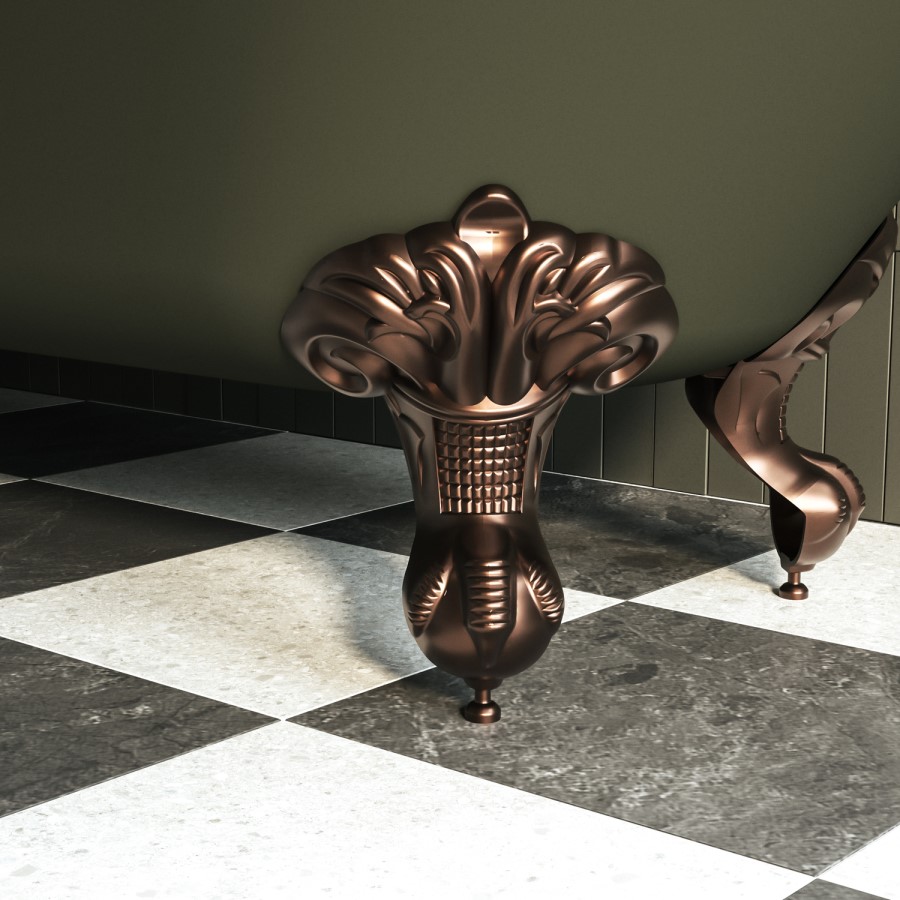 Dark Green Freestanding Single Ended Bath with Bronze Feet 1670 x 740mm - Park Royal