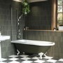 Dark Green Freestanding Single Ended Shower Bath with Chrome Screen & White Feet 1670 x 740mm - Park Royal