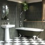 Dark Green Freestanding Single Ended Shower Bath with Chrome Screen & White Feet 1670 x 740mm - Park Royal