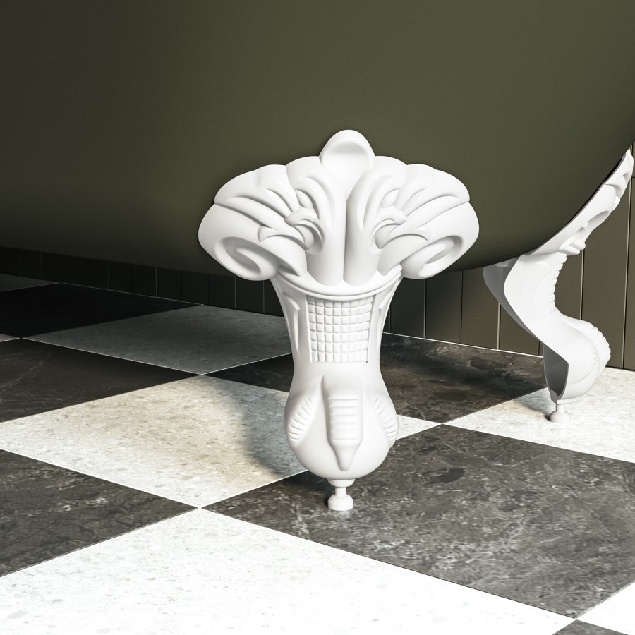 Dark Green Freestanding Single Ended Shower Bath with Chrome Screen & White Feet 1670 x 740mm - Park Royal