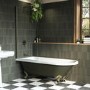 Dark Green Freestanding Single Ended Shower Bath with Brushed Brass Screen & Feet 1670 x 740mm - Park Royal