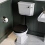 Close Coupled Traditional Low Level Short Projection Toilet with Black Wooden Soft Close Seat & Black Fittings - Park Royal