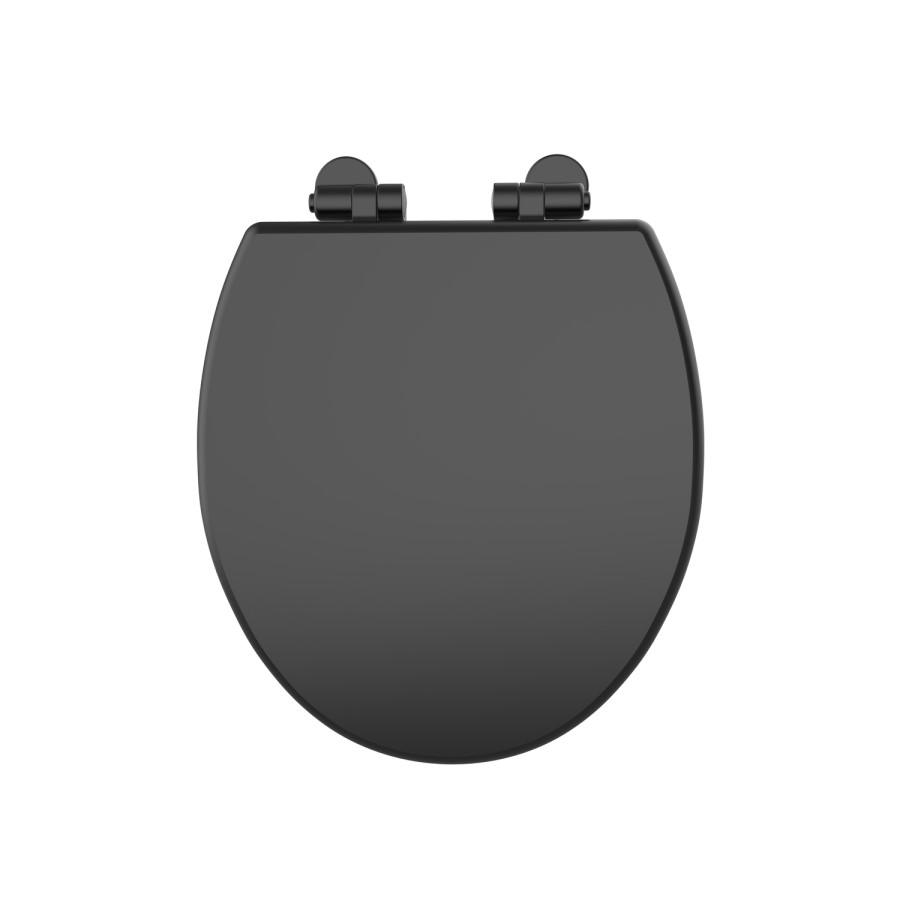 Close Coupled Traditional Low Level Short Projection Toilet with Black Wooden Soft Close Seat & Black Fittings - Park Royal