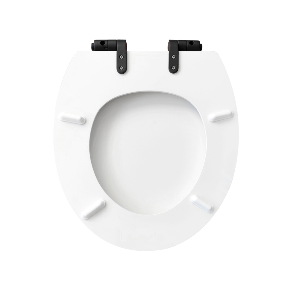 Close Coupled Traditional Low Level Short Projection Toilet with Wooden Soft Close Seat & Black Fittings - Park Royal