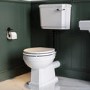 Close Coupled Traditional Low Level Short Projection Toilet with Wooden Soft Close Seat & Black Fittings - Park Royal