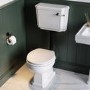 Close Coupled Traditional Low Level Short Projection Toilet with Wooden Soft Close Seat & Black Fittings - Park Royal