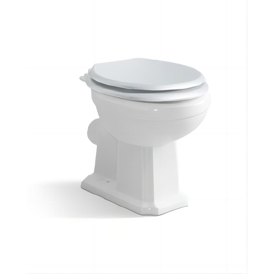 Close Coupled Traditional Low Level Short Projection Toilet with Wooden Soft Close Seat & Black Fittings - Park Royal