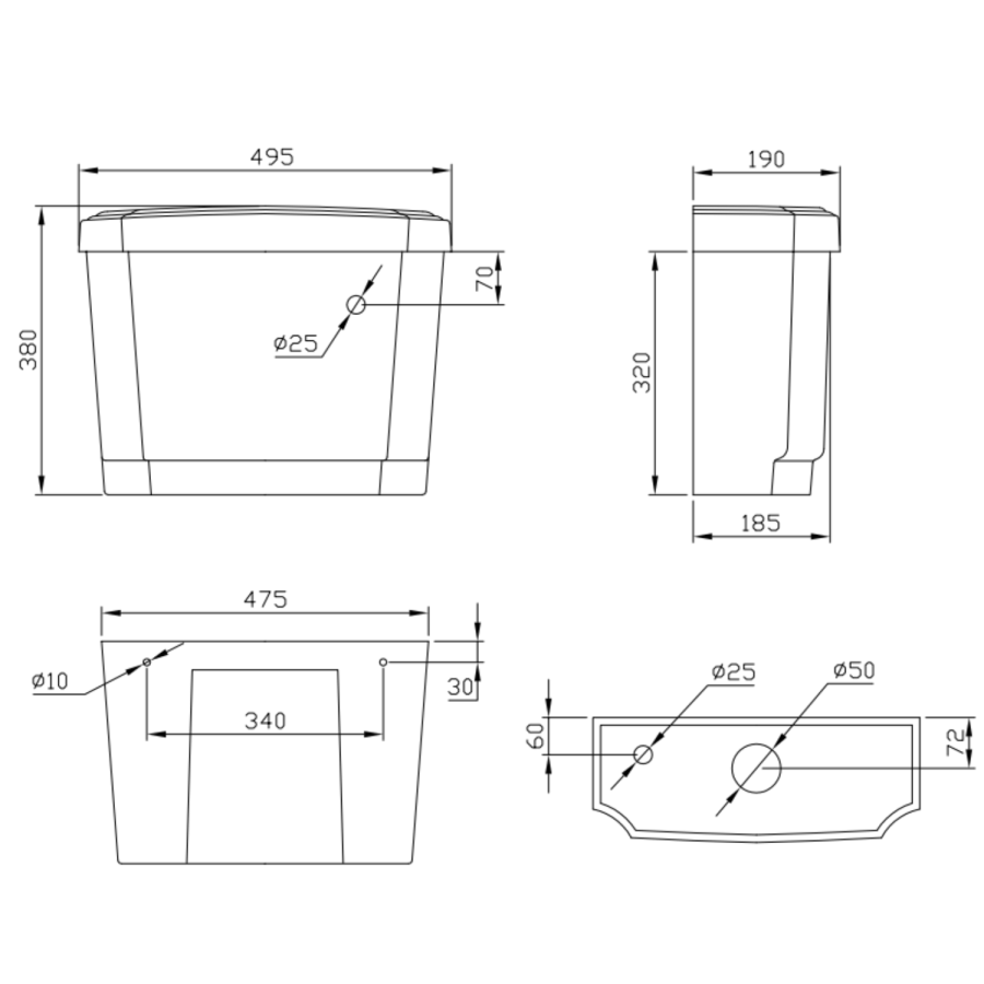 Close Coupled Traditional Low Level Short Projection Toilet with Wooden Soft Close Seat & Black Fittings - Park Royal