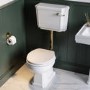 Close Coupled Traditional Low Level Short Projection Toilet with Wooden Soft Close Seat & Brass Fittings - Park Royal