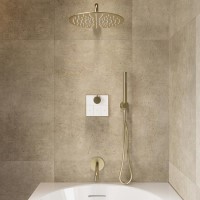 Brushed Brass 3 Outlet Concealed Mixer Shower Set With Bath Filler Spout & Hand Shower - Priya