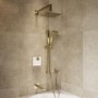 Brushed Brass 3 Outlet Concealed Mixer Shower Set With Bath Filler Spout & Hand Shower with Slide Rail Kit - Priya
