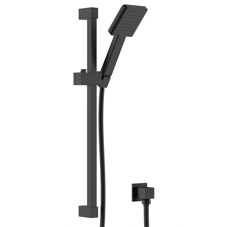 Black 3 Outlet Concealed Mixer Shower Set With Bath Filler Spout & Hand Shower with Slide Rail Kit - Priya