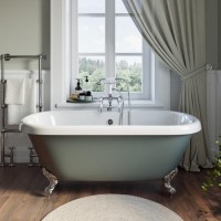 Grade A1 - Freestanding Light Green Double Ended Roll Top Bath with Chrome Feet 1515 x 740mm - Park Royal Grade A1 - Freestanding Light Green Double Ended Roll Top Bath with Chrome Feet 1515 x 740mm - Park Royal