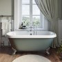 Grade A1 - Freestanding Light Green Double Ended Roll Top Bath with Chrome Feet 1515 x 740mm - Park Royal