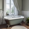 Freestanding Light Green Double Ended Roll Top Bath with Chrome Feet 1515 x 740mm - Park Royal