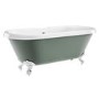 Grade A1 - Freestanding Light Green Double Ended Roll Top Bath with Chrome Feet 1515 x 740mm - Park Royal