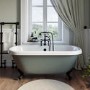 Freestanding Light Green Double Ended Roll Top Bath with Black Feet 1515 x 740mm - Park Royal