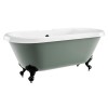 Freestanding Light Green Double Ended Roll Top Bath with Black Feet 1515 x 740mm - Park Royal