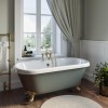 Freestanding Light Green Double Ended Roll Top Bath with Brass Feet 1515 x 740mm - Park Royal