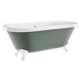 Freestanding Light Green Double Ended Roll Top Bath with White Feet 1515 x 740mm - Park Royal