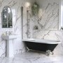Black Freestanding Single Ended Shower Bath with Chrome Screen & Feet 1670 x 740 mm - Park Royal