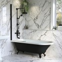 BUN/PRMBSB1670/93495 Black Freestanding Single Ended Shower Bath with Black Screen & Feet 1670 x 740 mm - Park Royal