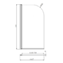 Black Freestanding Single Ended Shower Bath with Chrome Screen & Feet 1670 x 740 mm - Park Royal