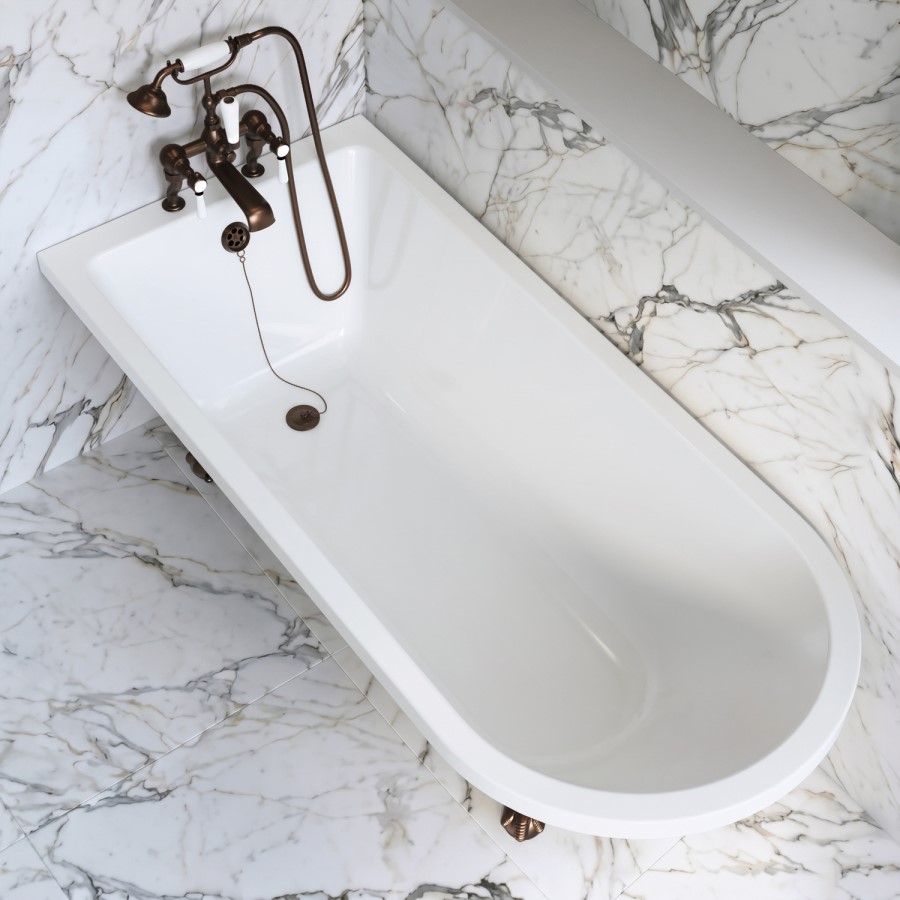 Black Freestanding Single Ended Bath with Bronze Feet 1670 x 740mm - Park Royal