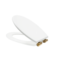 White Round Wooden Soft Close Toilet Seat with Quick Release and Brass Hinges - Park Royal White Round Wooden Soft Close Toilet Seat with Quick Release and Brass Hinges - Park Royal