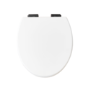 White Round Wooden Soft Close Toilet Seat with Quick Release and Matt Black Hinges - Park Royal
