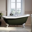 BUN/PRSLIPDLG/97846 Dark Green Freestanding Single Ended Roll Top Slipper Bath with White Feet 1615 x 690mm - Park Royal