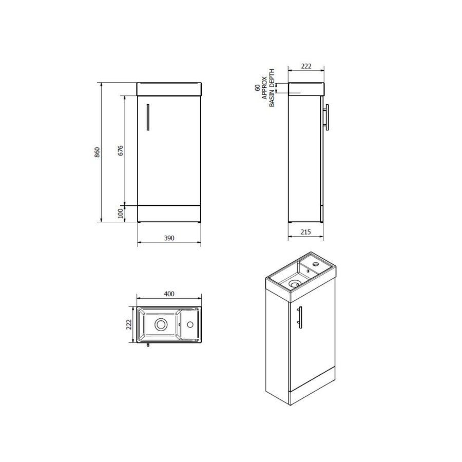 Essence 400mm Basin Unit & Toilet Bathroom Suite