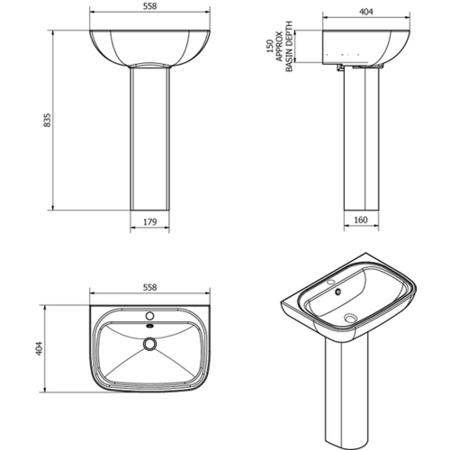 Essence Close Coupled Toilet and Full Pedestal Basin Suite