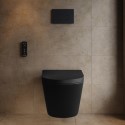 BUN/PURMBWH/99359 Matt Black Wall Hung Smart Bidet Japanese Toilet & 1160mm Frame Cistern and Matt Black Mechanical Flush Plate - Purificare