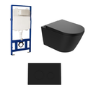 Matt Black Wall Hung Smart Bidet Japanese Toilet & 1160mm Frame Cistern and Matt Black Mechanical Flush Plate - Purificare