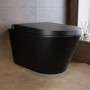 Matt Black Wall Hung Smart Bidet Japanese Toilet & 820mm Frame Cistern with Matt Black Pneumatic Flush Plate - Purificare