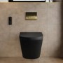 Matt Black Wall Hung Smart Bidet Japanese Toilet & 820mm Frame Cistern with Brushed Brass Pneumatic Flush Plate - Purificare