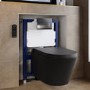 Matt Black Wall Hung Smart Bidet Japanese Toilet & 820mm Frame Cistern with Gunmetal Grey  Pneumatic Flush Plate - Purificare