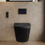 Matt Black Wall Hung Smart Bidet Japanese Toilet & 820mm Frame Cistern with Black Glass Sensor Pneumatic Flush Plate - Purificare