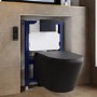 Matt Black Wall Hung Smart Bidet Japanese Toilet & 820mm Frame Cistern with Black Glass Sensor Pneumatic Flush Plate - Purificare