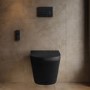 Matt Black Wall Hung Smart Bidet Japanese Toilet & 1160mm Frame Cistern with Matt Black Pneumatic Flush Plate - Purificare