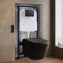 Matt Black Wall Hung Smart Bidet Japanese Toilet & 1160mm Frame Cistern with Matt Black Pneumatic Flush Plate - Purificare