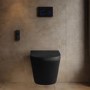 Matt Black Wall Hung Smart Bidet Japanese Toilet & 1160mm Frame Cistern with Black Glass Sensor Pneumatic Flush Plate - Purificare